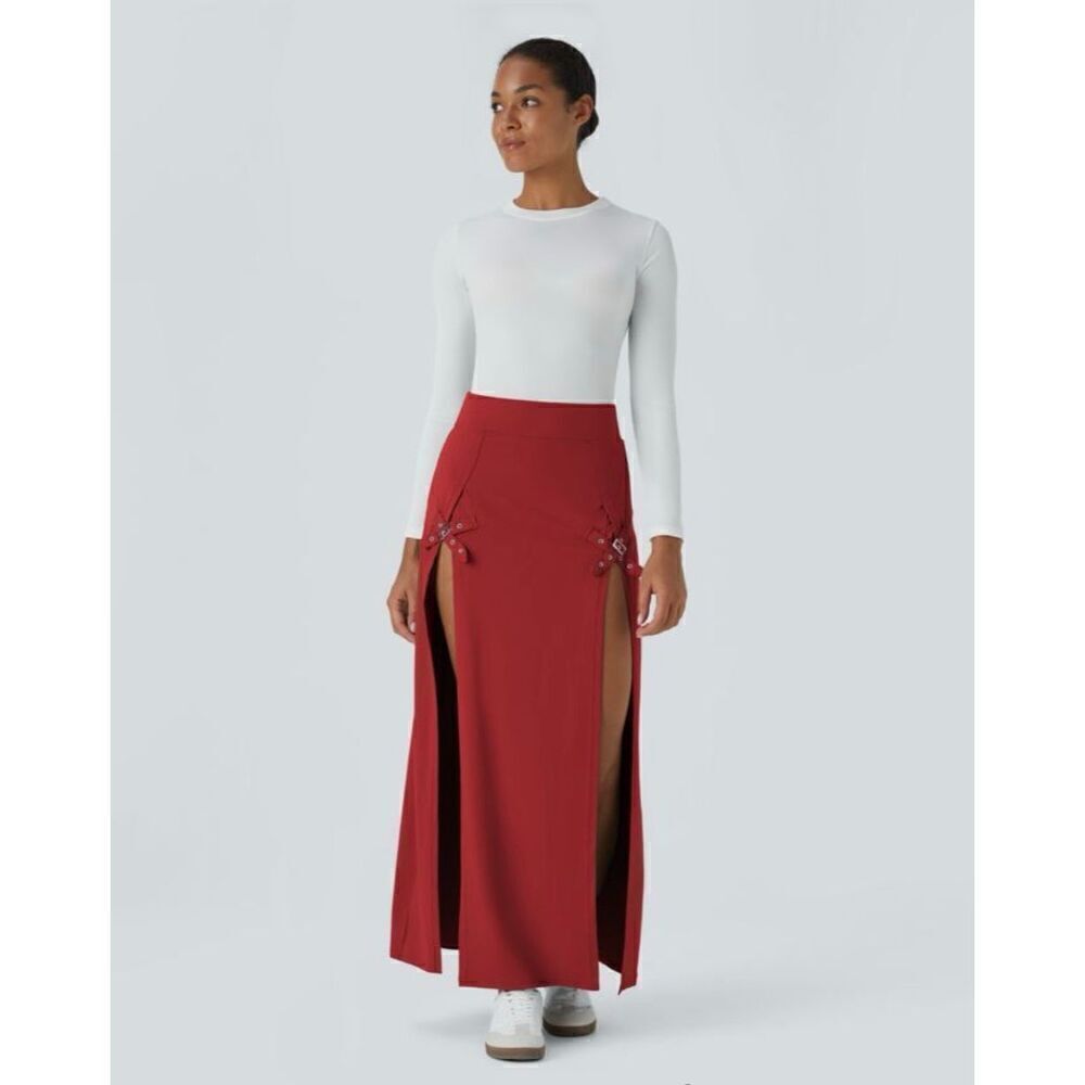 Brand New - Halara Women’s XL High Waisted Decorative Buckle 2-in-1 Maxi Casual